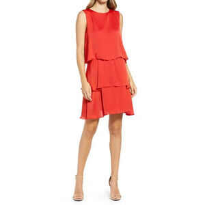 Sam Edelman Tiered Shift Dress In Red Size 12 $140